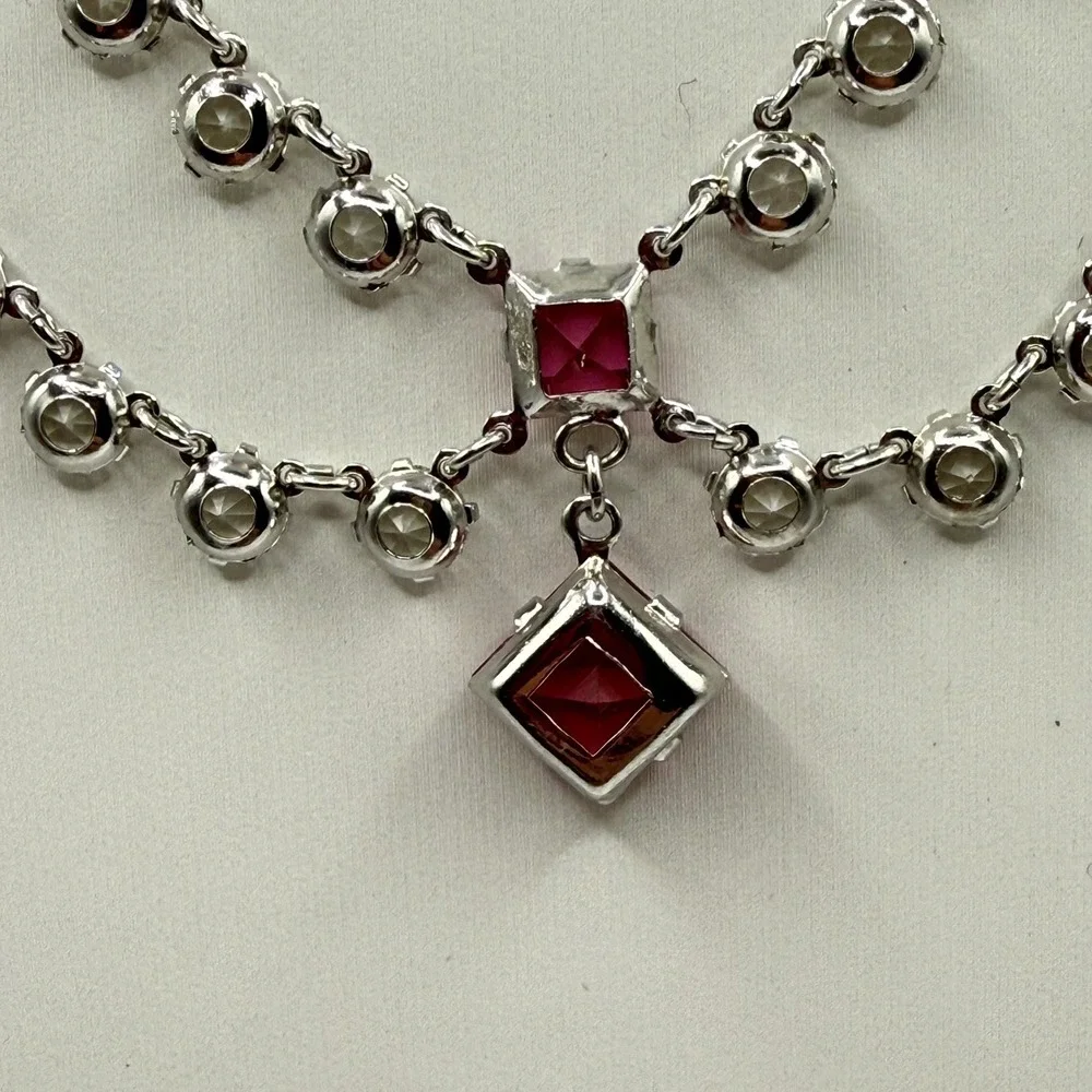 Vintage Art Deco 12k Gold Filled Open Back Crystal Riviere Festoon Necklace - Picture 3 of 7